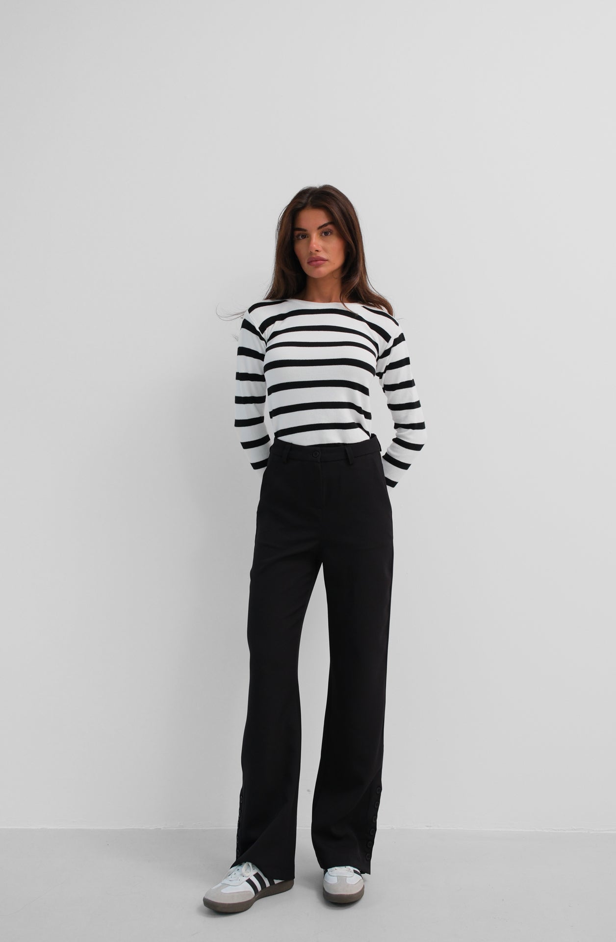 Verhoogde hoge taille split broek