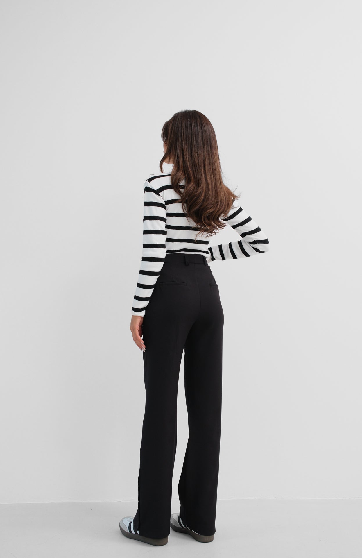 Verhoogde hoge taille split broek