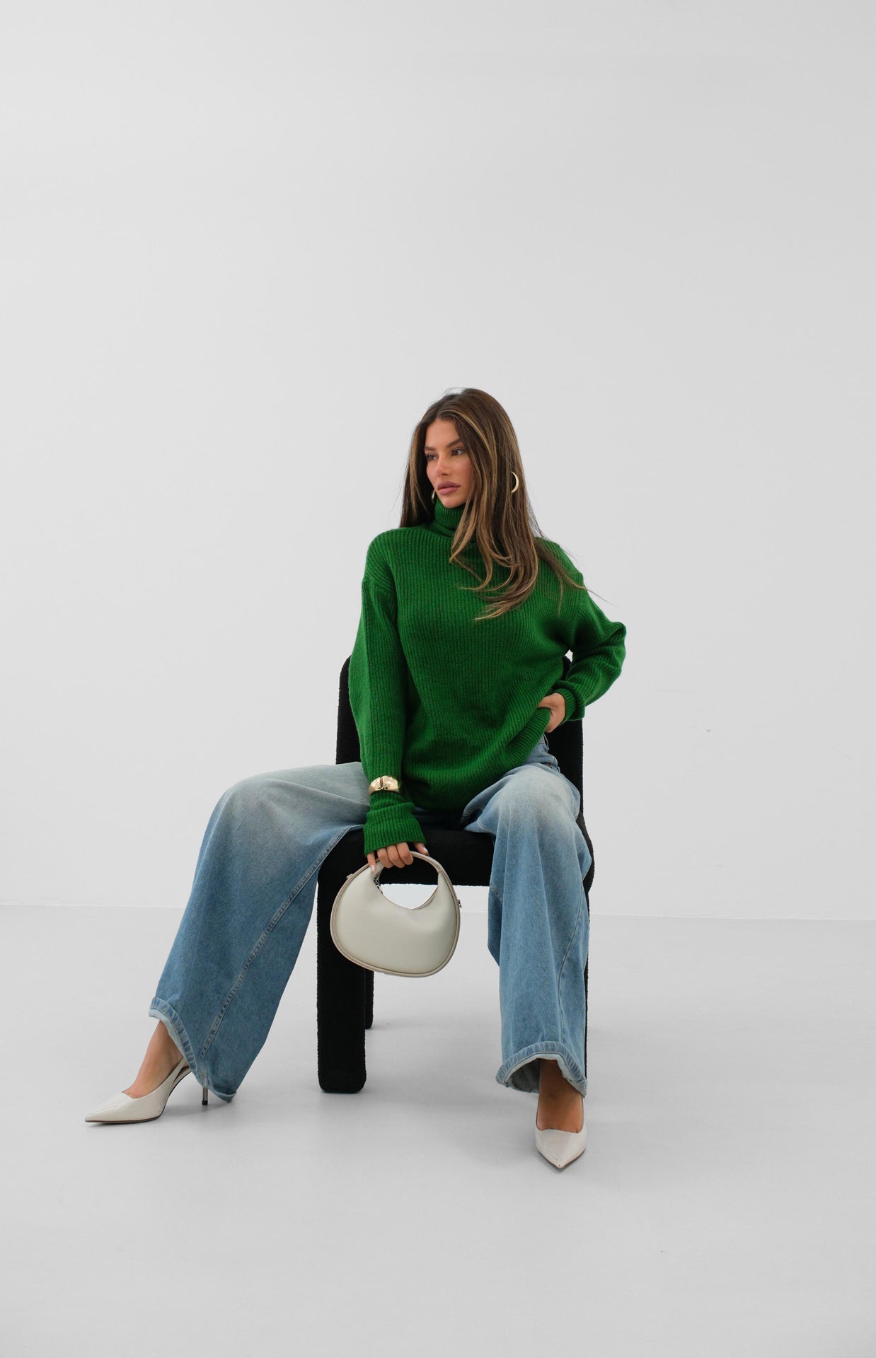 Oversize Turtleneck Green Tunic