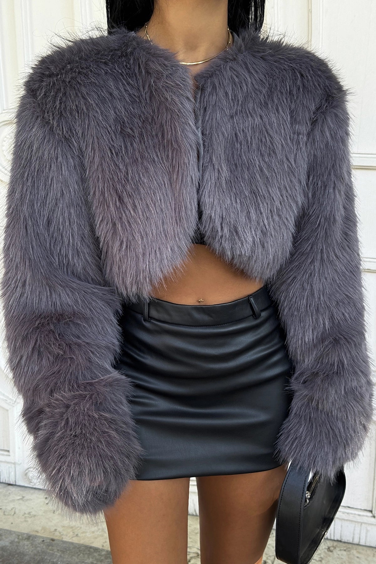 Urban Luxe Antraciet Faux Fur Jas