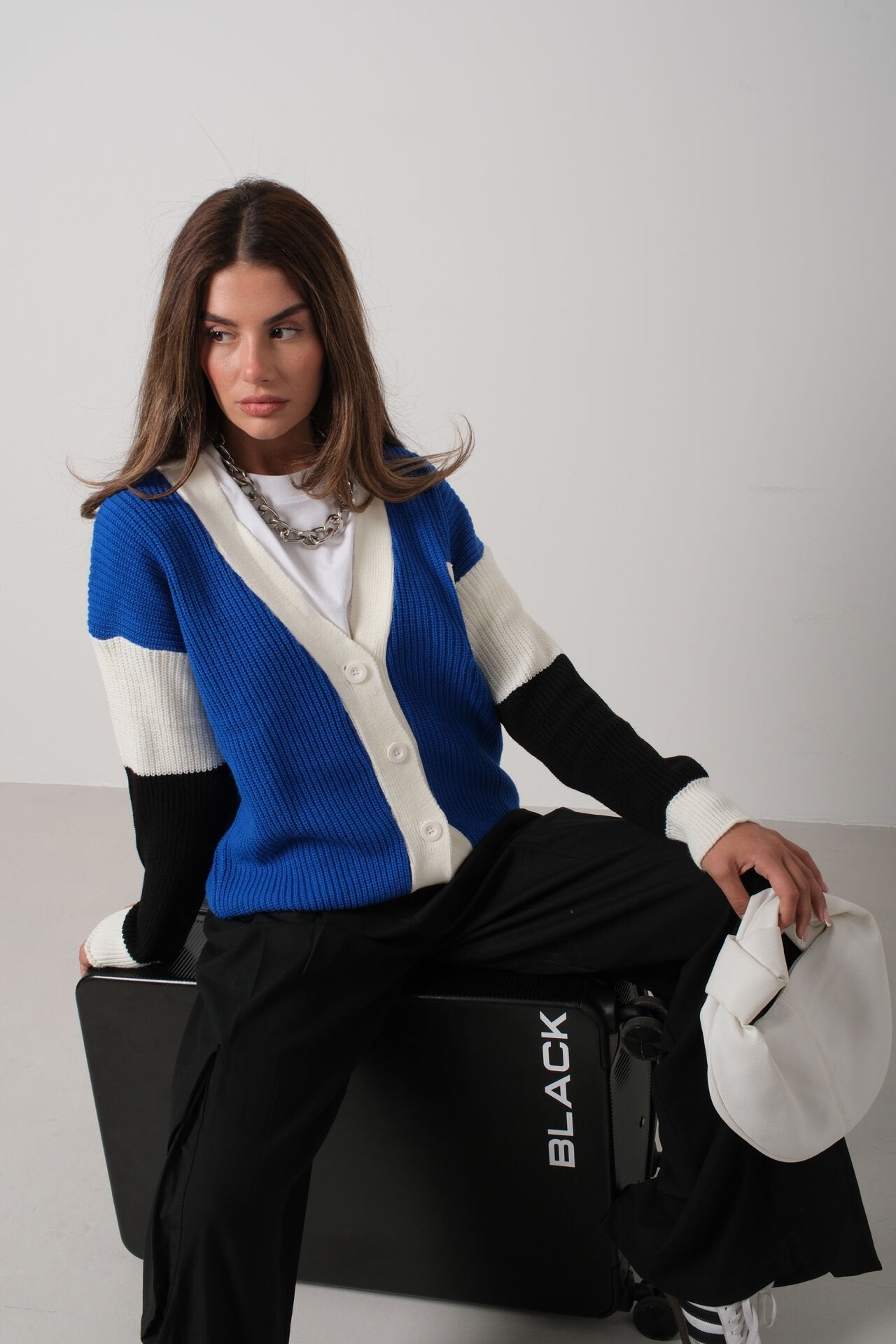 Blauwe Varsity embleem vest