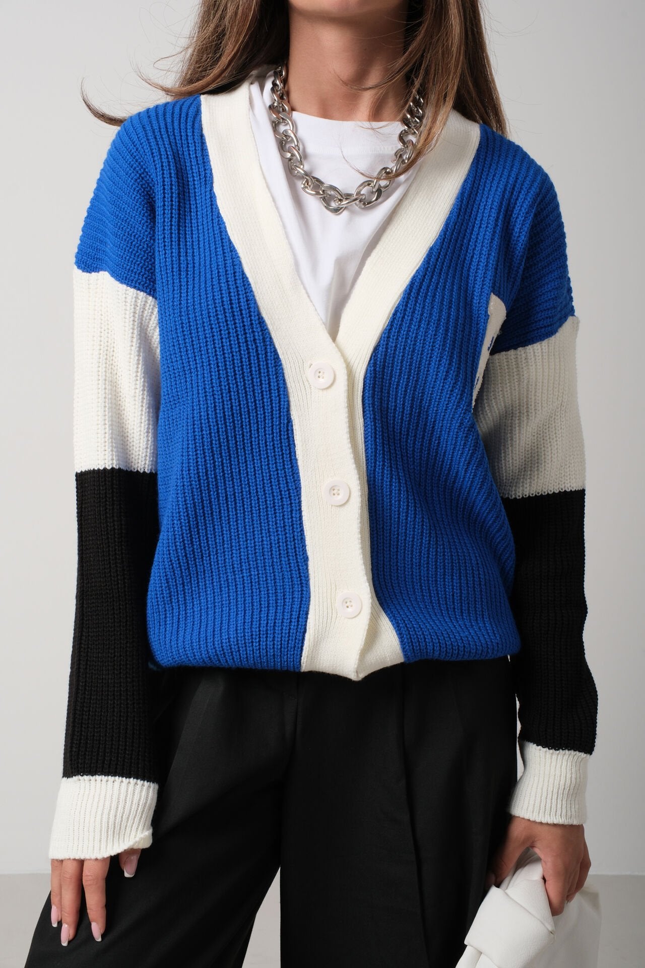 Blauwe Varsity embleem vest