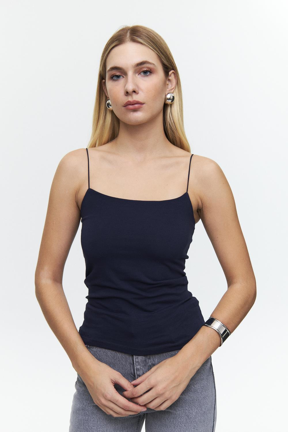 Marineblauwe Celeste Essential Strap Top