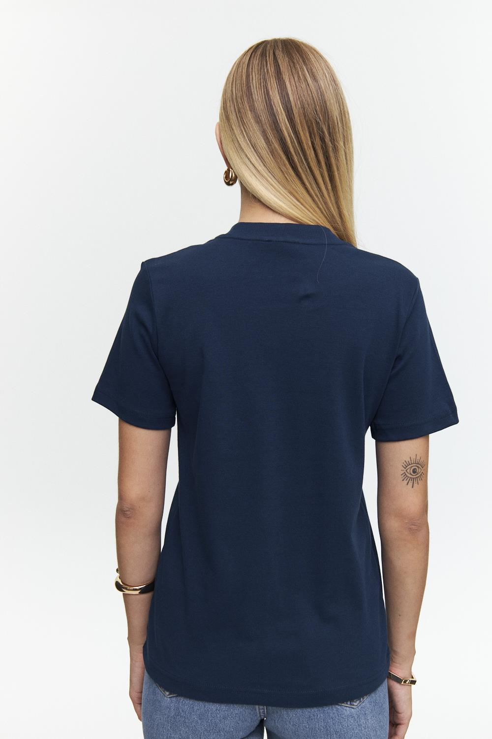 Marineblauwe tijdloze essentiële T-shirt met ronde hals