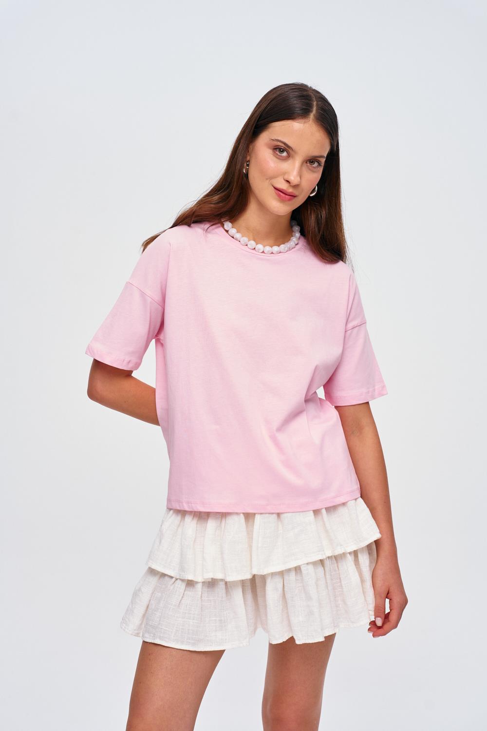 Roze basis T-shirt