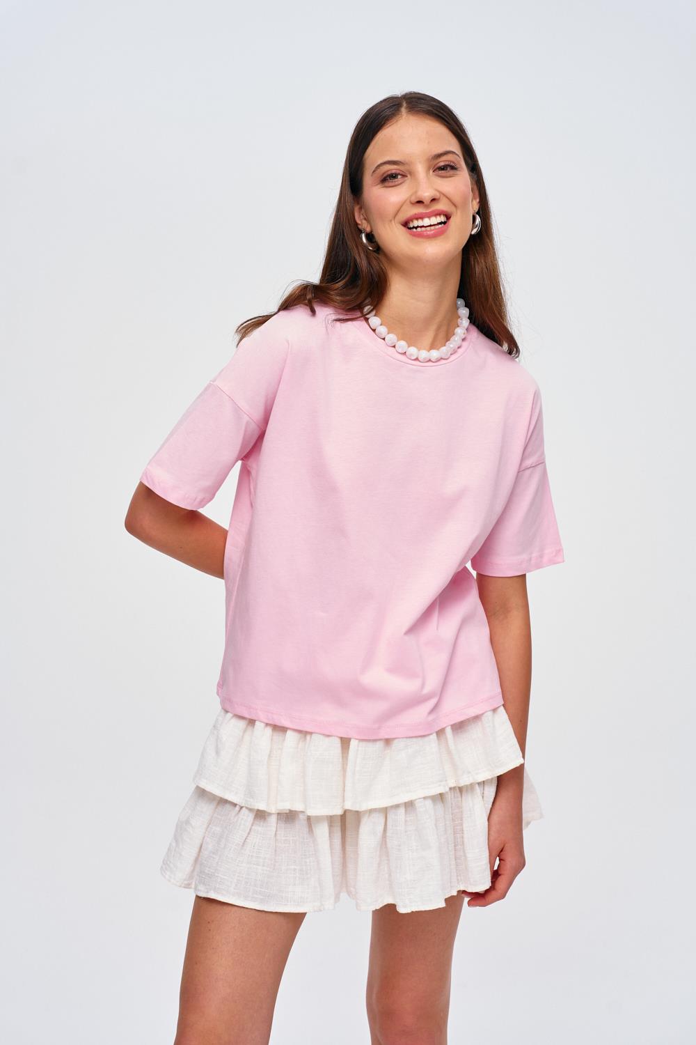 Roze basis T-shirt