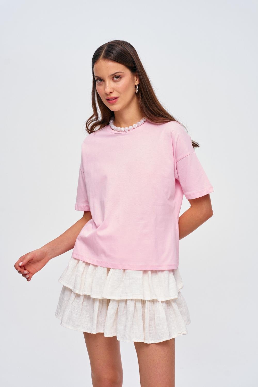 Roze basis T-shirt