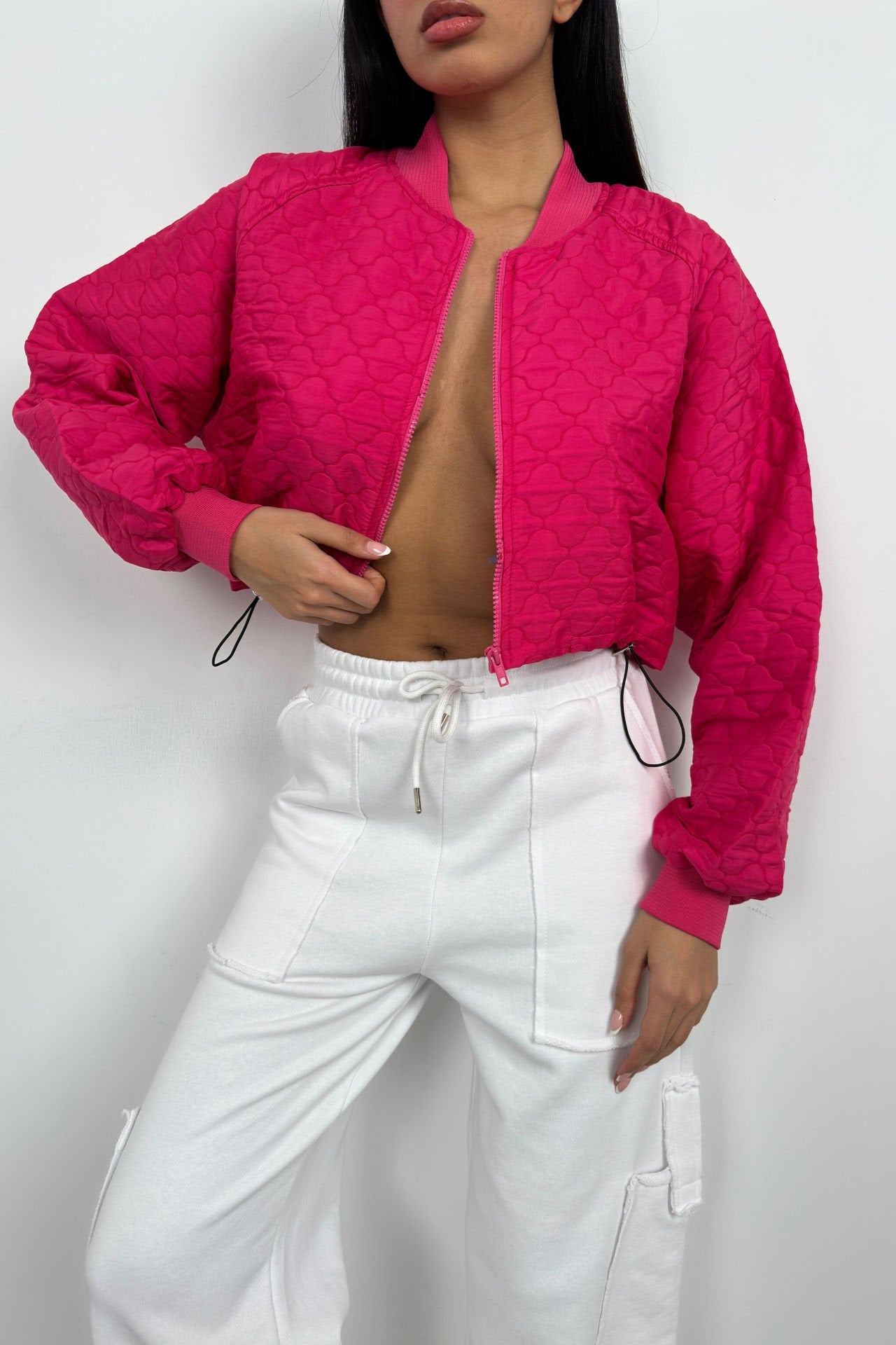 Quilted Bomber Fuchsia Jacket