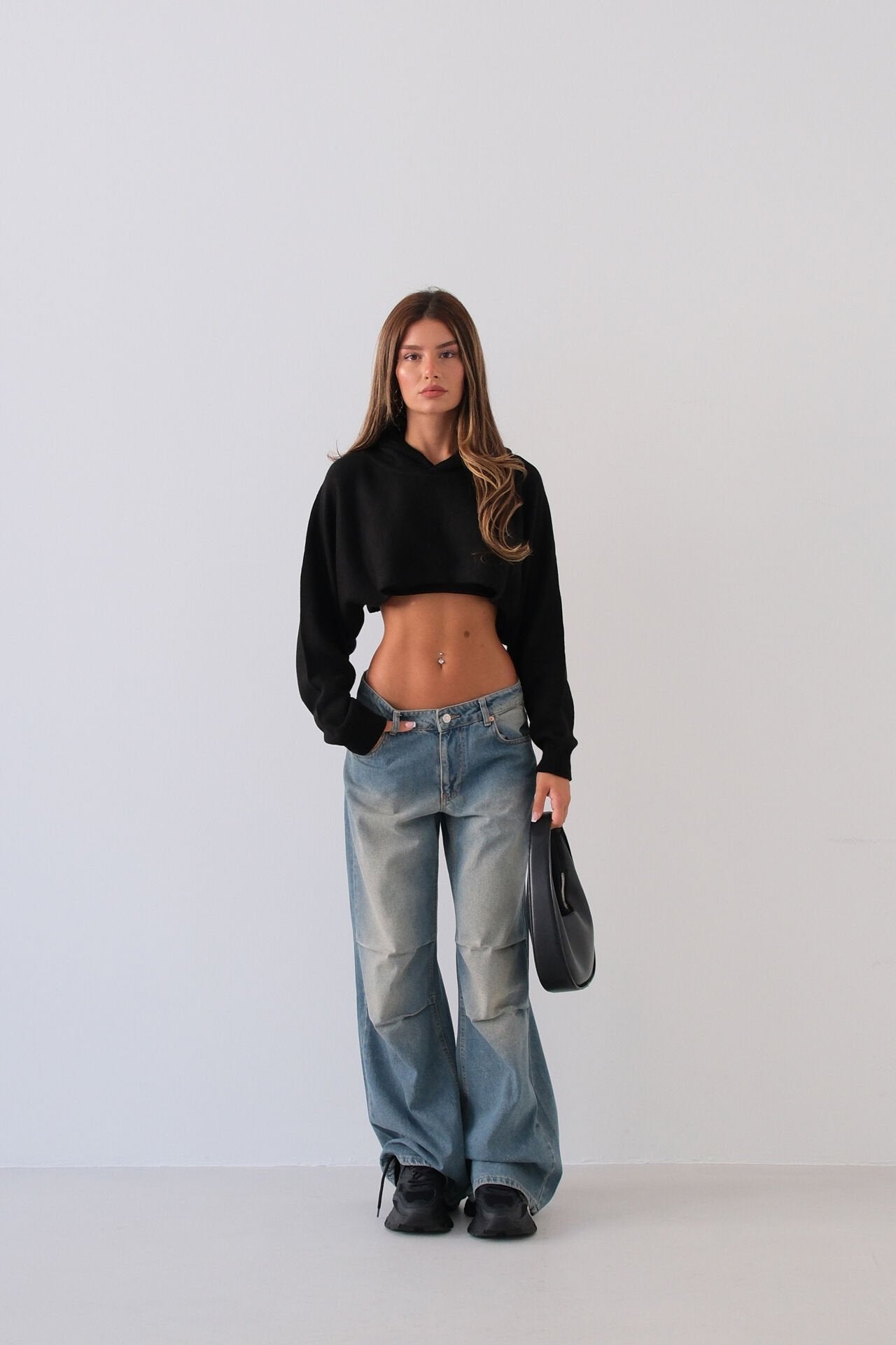 Middernacht Crop Hoodie