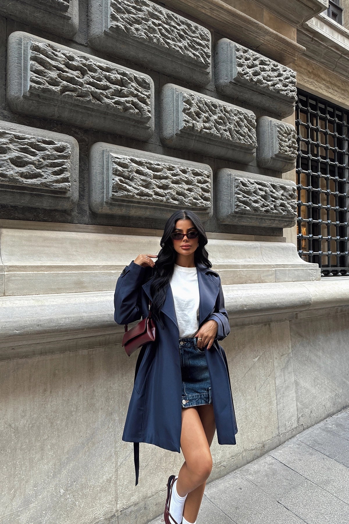 Osanna Navy Blue Trench Coat