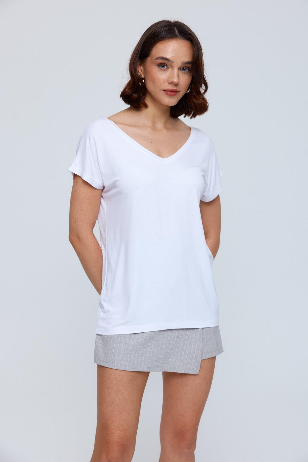 White V-Neck T-Shirt