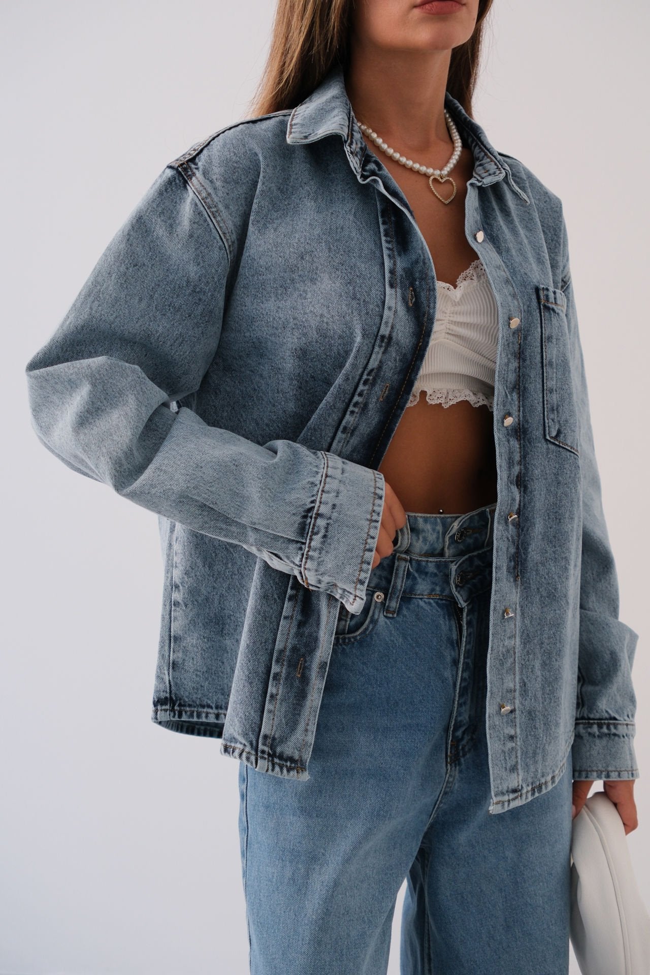 Oversized denim vest