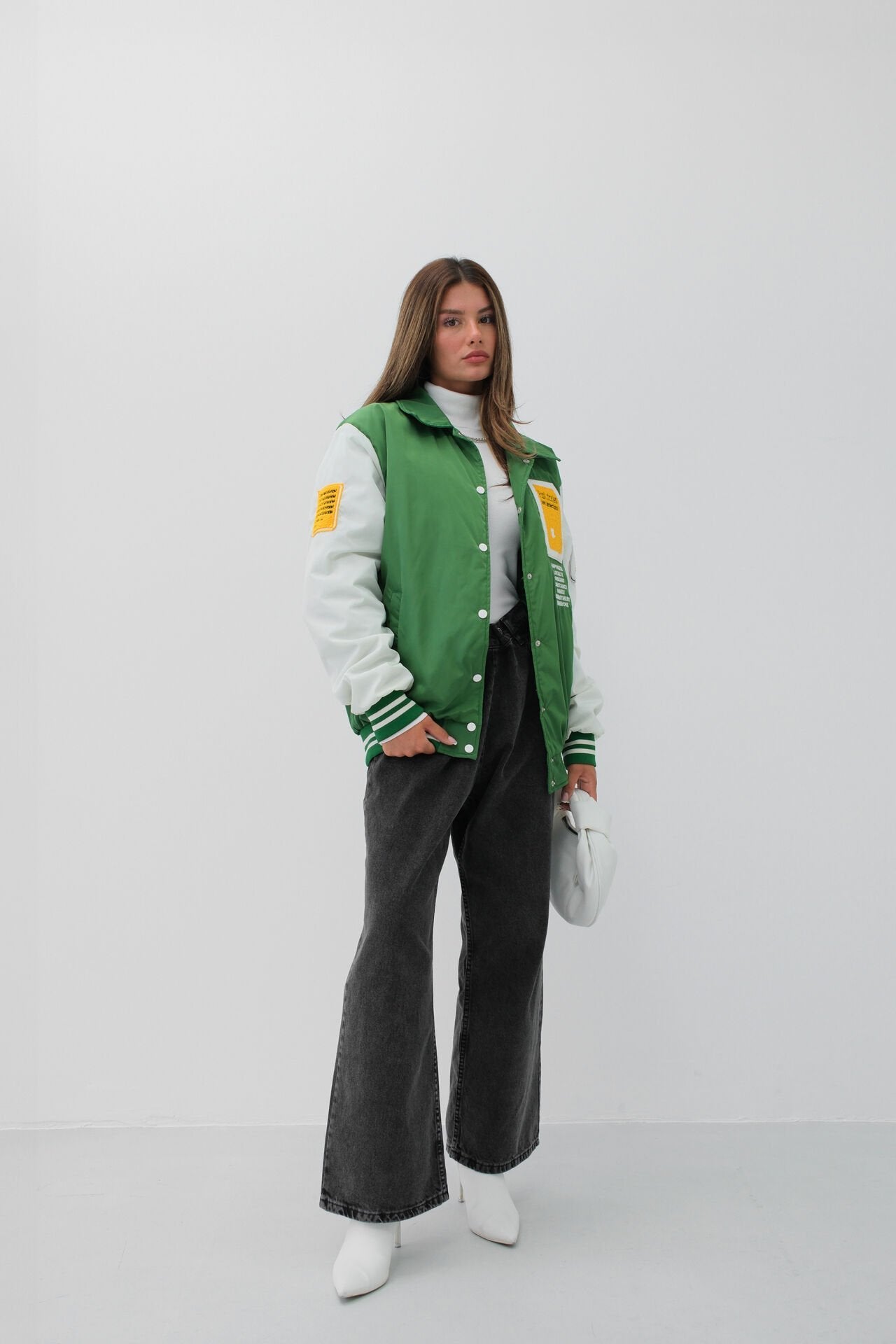 Varsity Green Oversized Polo Neck College Jack