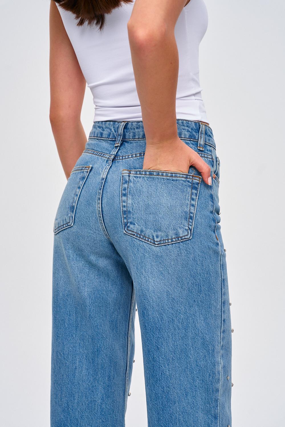 Hemelse versierde jeans met wijde pijpen