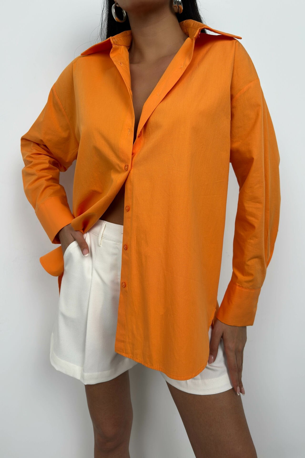 Tangerine Rugloos Veter Shirt