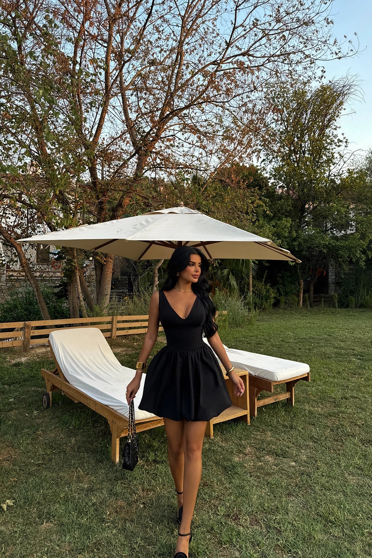 Tilya Black Balloon Mini Dress