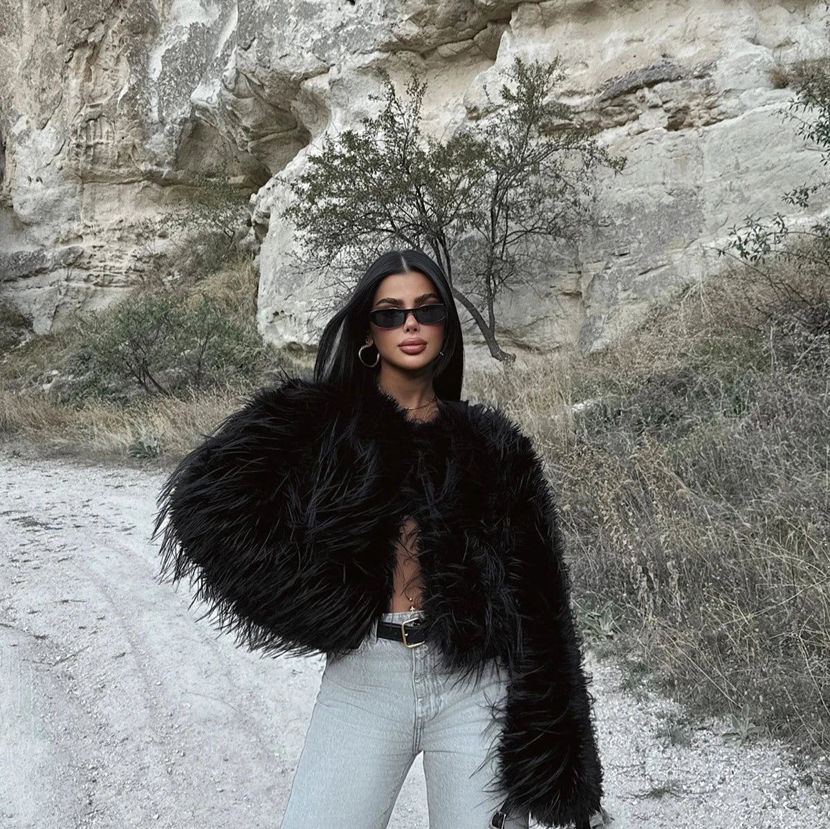 Noir Black Luxe Faux Fur