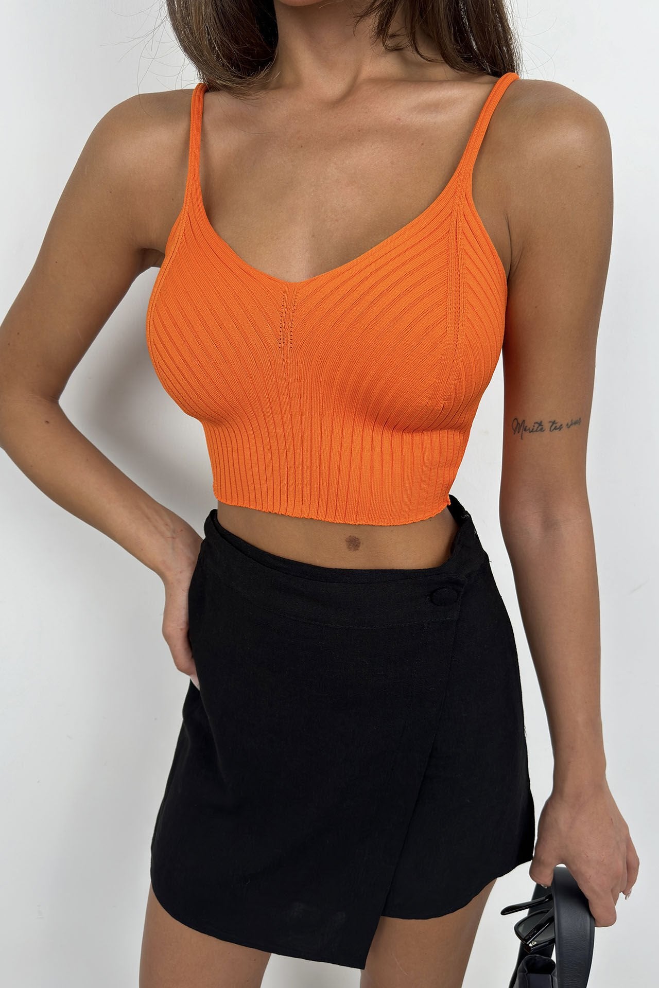 V-Neck Orange Crop Top